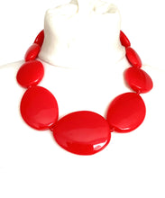 Load image into Gallery viewer, Red Acrylic Pebble  Necklace
