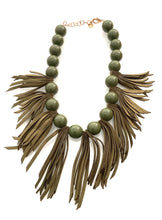 Load image into Gallery viewer, Khaki Green Suede Tassel Necklace
