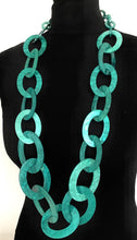 Load image into Gallery viewer, Long Teal Acrylic Chain Necklace
