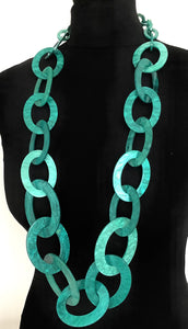 Long Teal Acrylic Chain Necklace