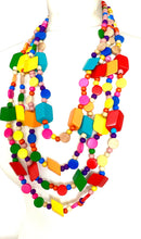 Load image into Gallery viewer, Multi-Coloured Wooden Layered Necklace
