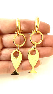 Clip On Gold Plated Fish Hoop Earrings