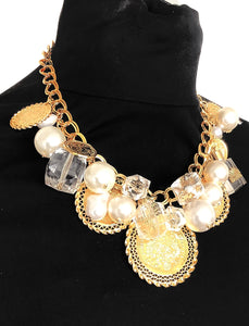 Gold Coin and Pearl Bead Handmade Necklace