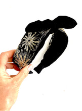 Load image into Gallery viewer, Black and Gold Bow Headband
