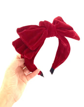 Load image into Gallery viewer, Burgundy Velvet Bow Headband
