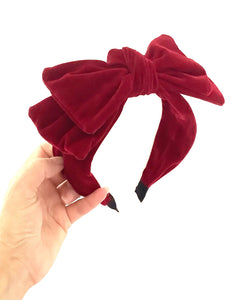 Burgundy Velvet Bow Headband