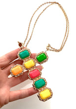 Load image into Gallery viewer, Neon Rainbow Cross Pendant Necklace
