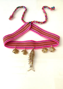 Pink Boho Fish Choker Necklace