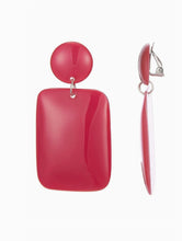 Load image into Gallery viewer, Clip On Pink Rectangle Earrings

