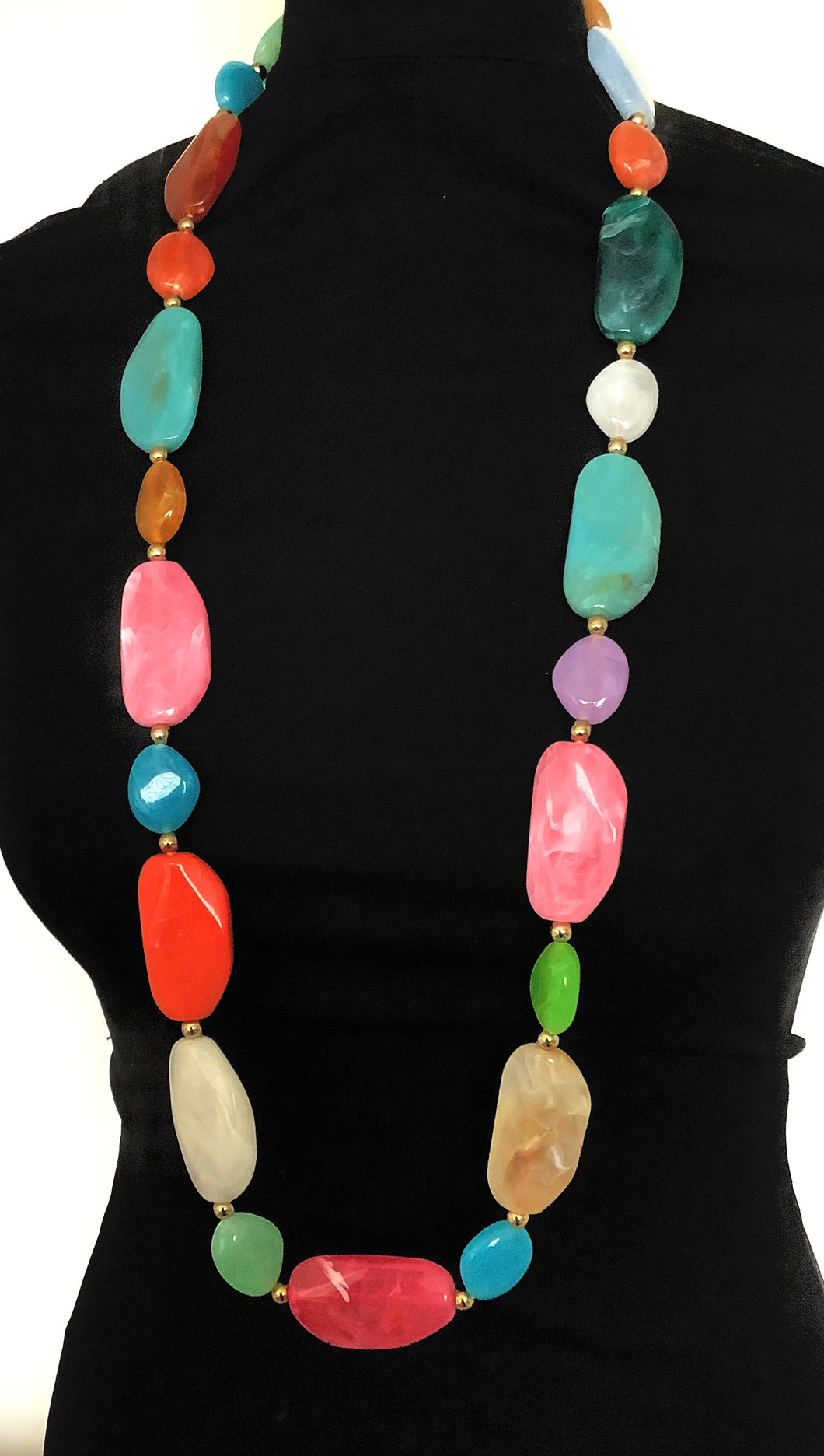 Long Bright Bead Necklace