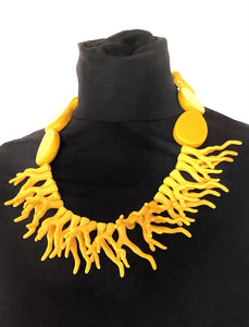 Yellow  Coral Style Statement Necklace
