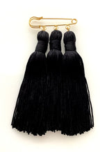 Load image into Gallery viewer, Black Triple Tassel Brooch
