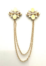 Load image into Gallery viewer, Black Double Floral Vintage Chain Brooch

