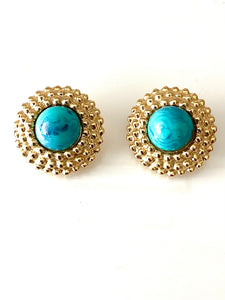 Clip On Vintage Turquoise Earrings