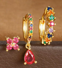 Load image into Gallery viewer, 3 Piece Mini Rainbow Jewelled Earrings Set
