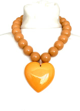 Load image into Gallery viewer, Chunky Mustard Acrylic Heart Necklace
