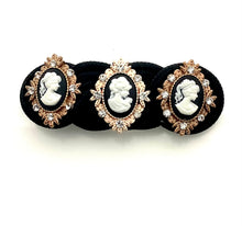 Load image into Gallery viewer, Black Brocade Cameo Brooch
