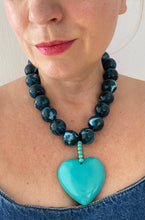 Load image into Gallery viewer, Chunky Teal Acrylic Heart Necklace
