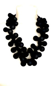 Black Fabric Beaded Statement Necklace
