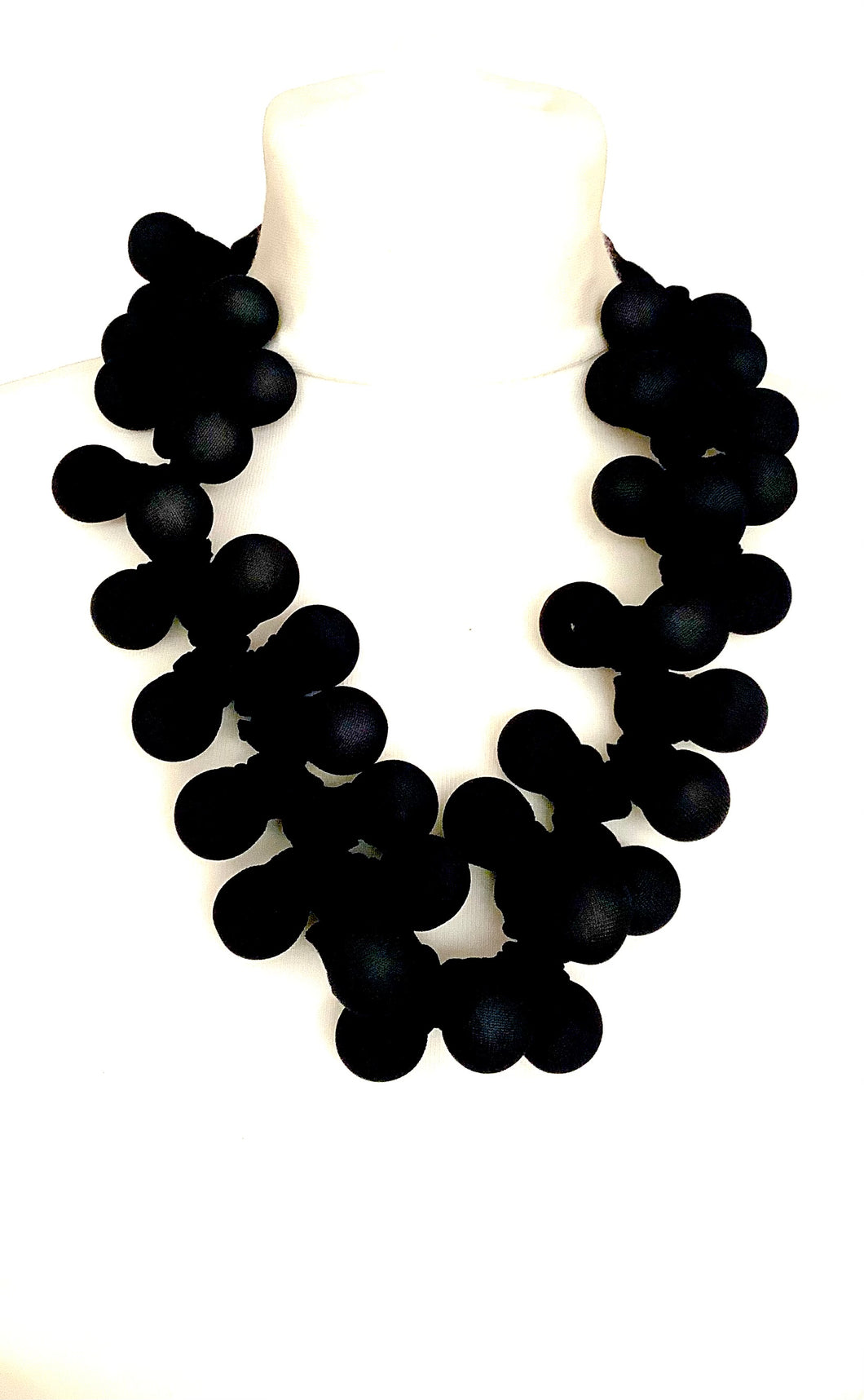 Black Fabric Beaded Statement Necklace