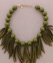 Load image into Gallery viewer, Khaki Green Suede Tassel Necklace
