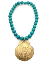 Load image into Gallery viewer, Gold and Turquoise Shell Necklace
