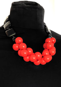 Red Bead Statement Necklace
