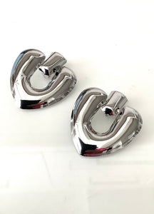 Clip On Silver Door Knocker Earrings