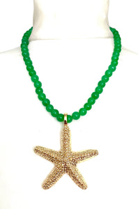 Green And Gold Starfish Necklace