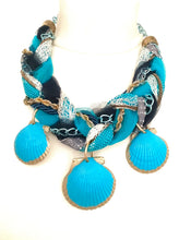 Load image into Gallery viewer, Blue Shell Plait Necklace
