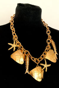 Gold Ocean Life Statement Necklace
