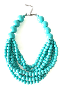 Chunky Turquoise Wooden Bead Necklace