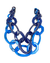 Load image into Gallery viewer, Chunky Blue Two Row Chain Necklace
