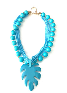 Turquoise Acrylic Leaf Necklace