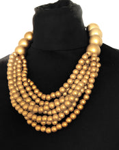 Load image into Gallery viewer, Chunky Gold Wooden Bead Necklace

