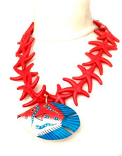 Load image into Gallery viewer, Red Starfish Wooden Fish Necklace
