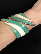 Load image into Gallery viewer, Green and White Cuff Bangle
