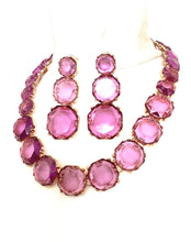 Load image into Gallery viewer, Purple Jewelled Necklace e and Earrings Set
