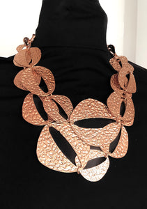 Rose Gold Hammered Abstract Chain Necklace