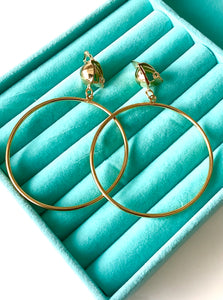 Clip On Big Gold Hoop Earrings