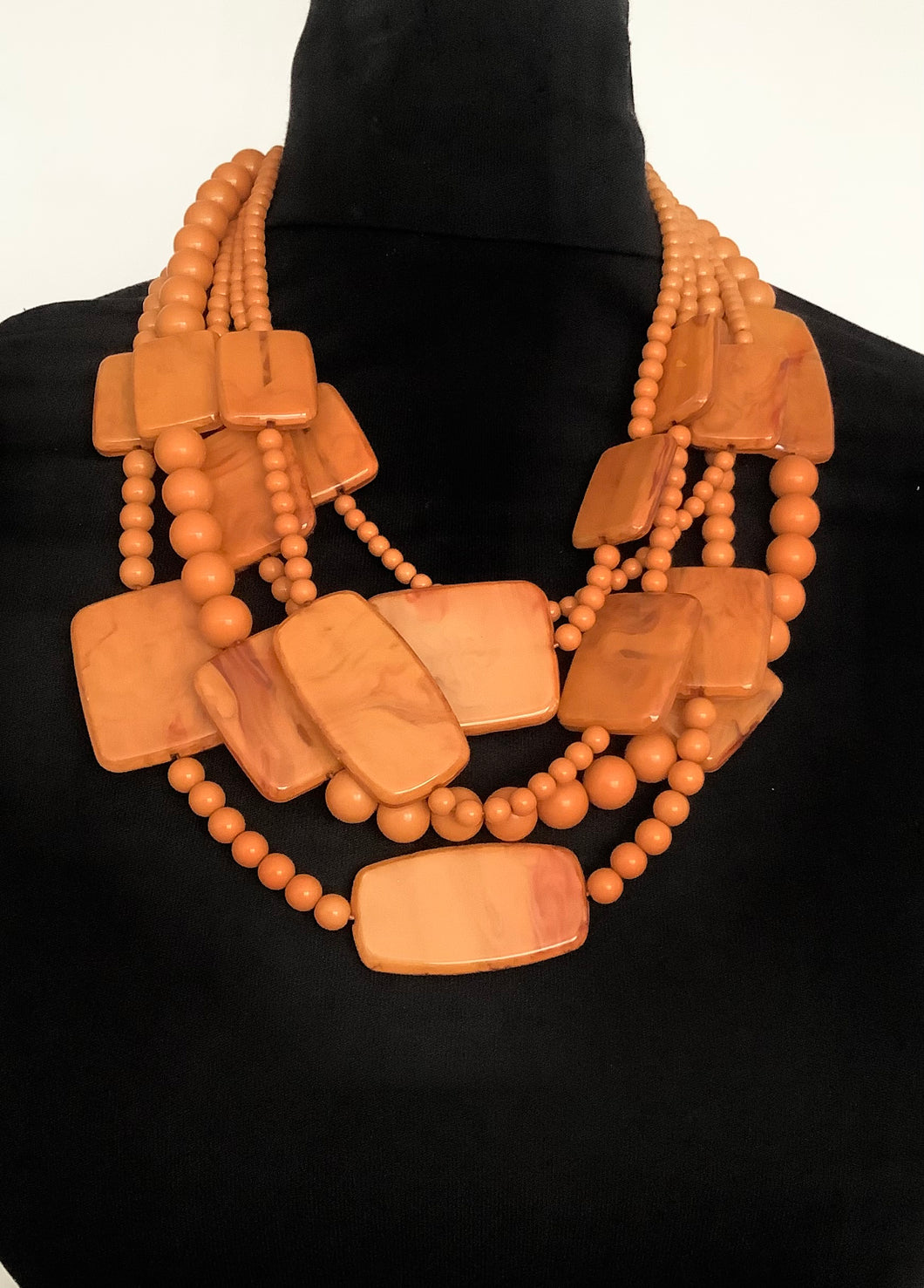Mustard Layered Acrylic Bead Necklace