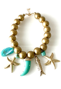 Chunky Turquoise Tusk Necklace