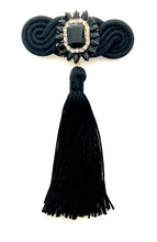 Load image into Gallery viewer, Black Brocade Tassel Brooch
