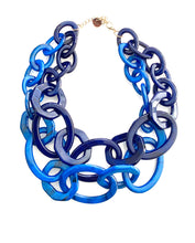 Load image into Gallery viewer, Chunky Blue Two Row Chain Necklace
