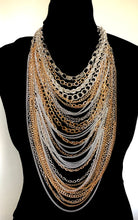 Load image into Gallery viewer, Long Multi Metallic Chain Statement Necklace
