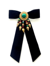 Load image into Gallery viewer, Vintage Embellished Velvet Bow Brooch

