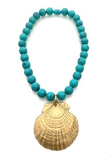 Load image into Gallery viewer, Gold and Turquoise Shell Necklace
