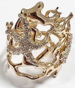 Gold Starfish Coral Style Bangle