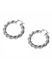 Load image into Gallery viewer, Silver Swirl Hoop Earrings
