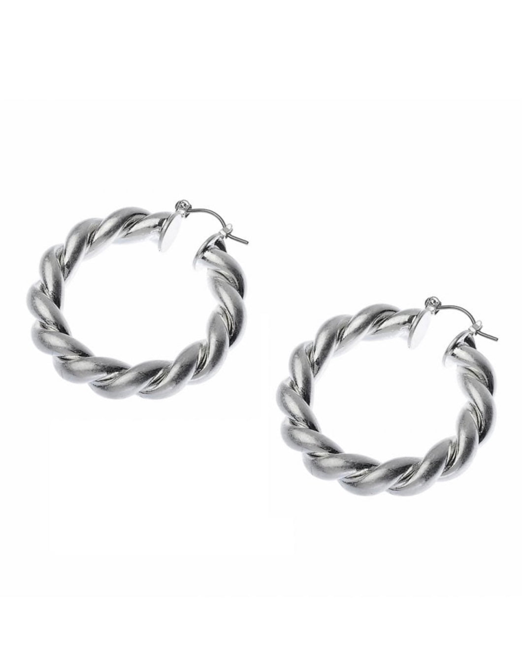Silver Swirl Hoop Earrings